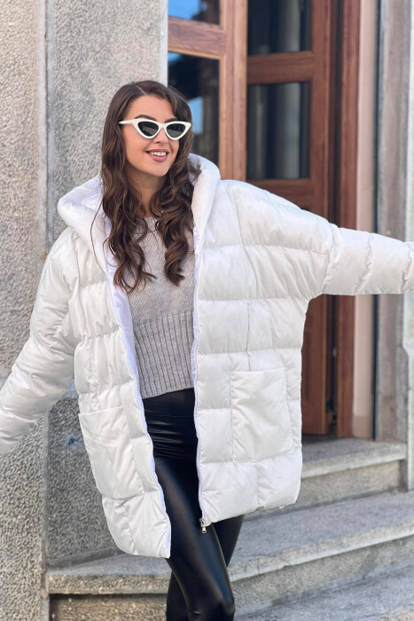 MEDIUM LENGTH WOMAN PUFFER JACKET WHITE-E BARDHE - 4