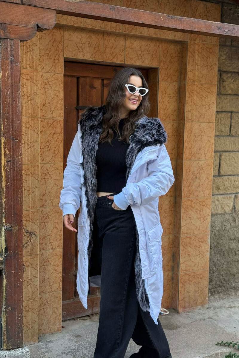 XHUP NJË NGJYRËSH ME KAPUÇ PËR FEMRA NË NGJYRË TË BARDHË - 2