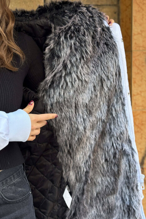 XHUP NJË NGJYRËSH ME KAPUÇ PËR FEMRA NË NGJYRË TË BARDHË - 6