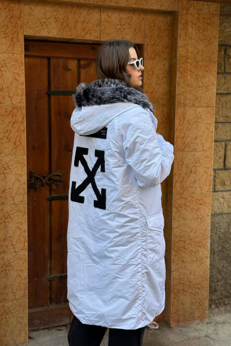 XHUP NJË NGJYRËSH ME KAPUÇ PËR FEMRA NË NGJYRË TË BARDHË - 7