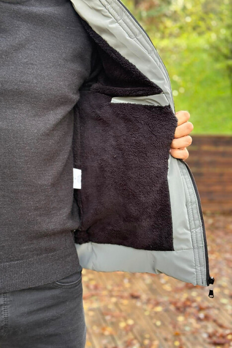 XHUP NJE NGJYRESH ME KAPUÇ PER MESHKUJ NE NGJYRE GRI - 4