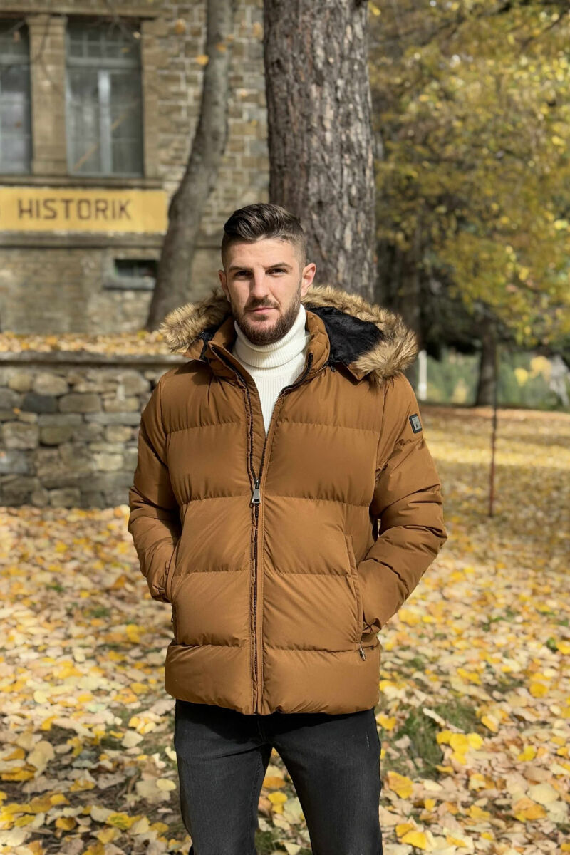 XHUP NJË NGJYRËSH ME PUSH DHE KAPUC PËR MESHKUJ NË NGJYRË KAFE - 6