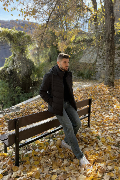 XHUP NJË NGJYRËSH ME PUSH DHE KAPUC PËR MESHKUJ NË NGJYRËN E ZEZË - 3