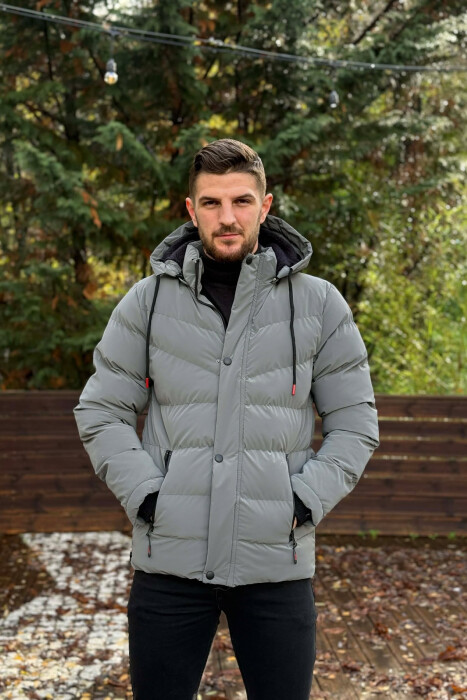 XHUP NJE NGJYRESH ME PUSH DHE KAPUÇ PER MESHKUJ NE NGJYRE GRI - 2