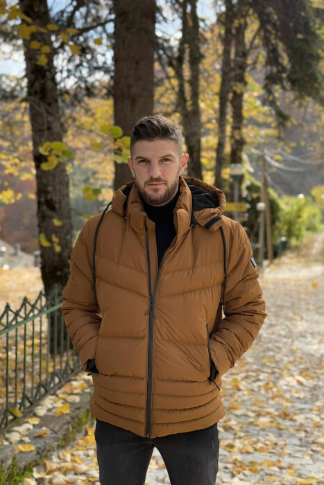 XHUP NJË NGJYRËSH ME PUSH PËR MESHKUJ NË NGJYRËN KAFE - 6