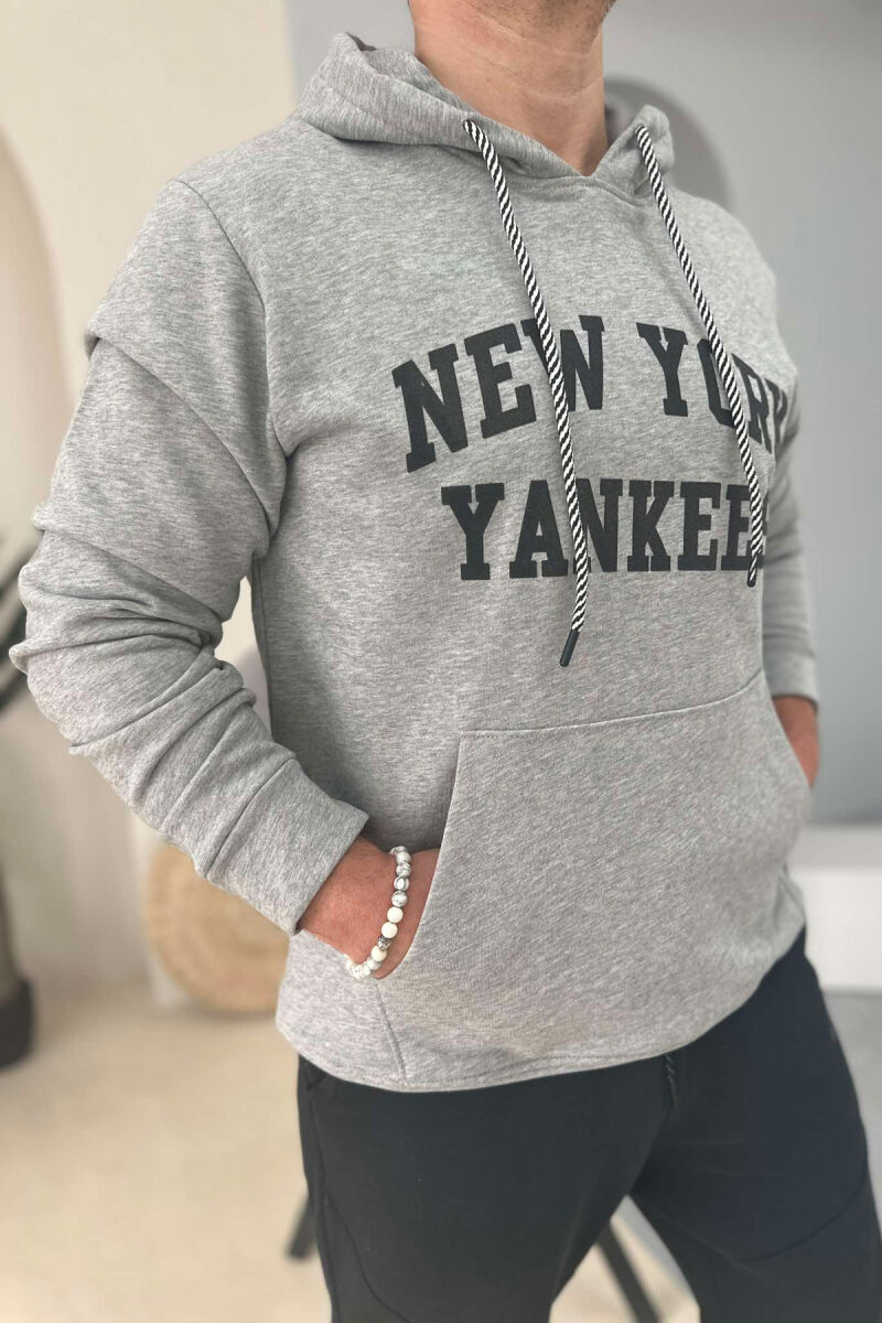 YANKEES SIMPLE MEN HOODIE GREY/GRI - 4