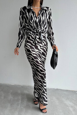 ZEBRA DESIGN SHIRT + SKIRT WOMEN SET BLACK-GREY/ZEGR 