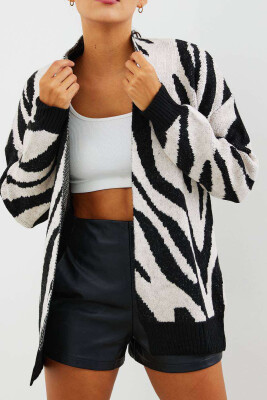 ZEBRA DESIGN WOMEN CARDIGAN BLACK-GREY/ZEGR 