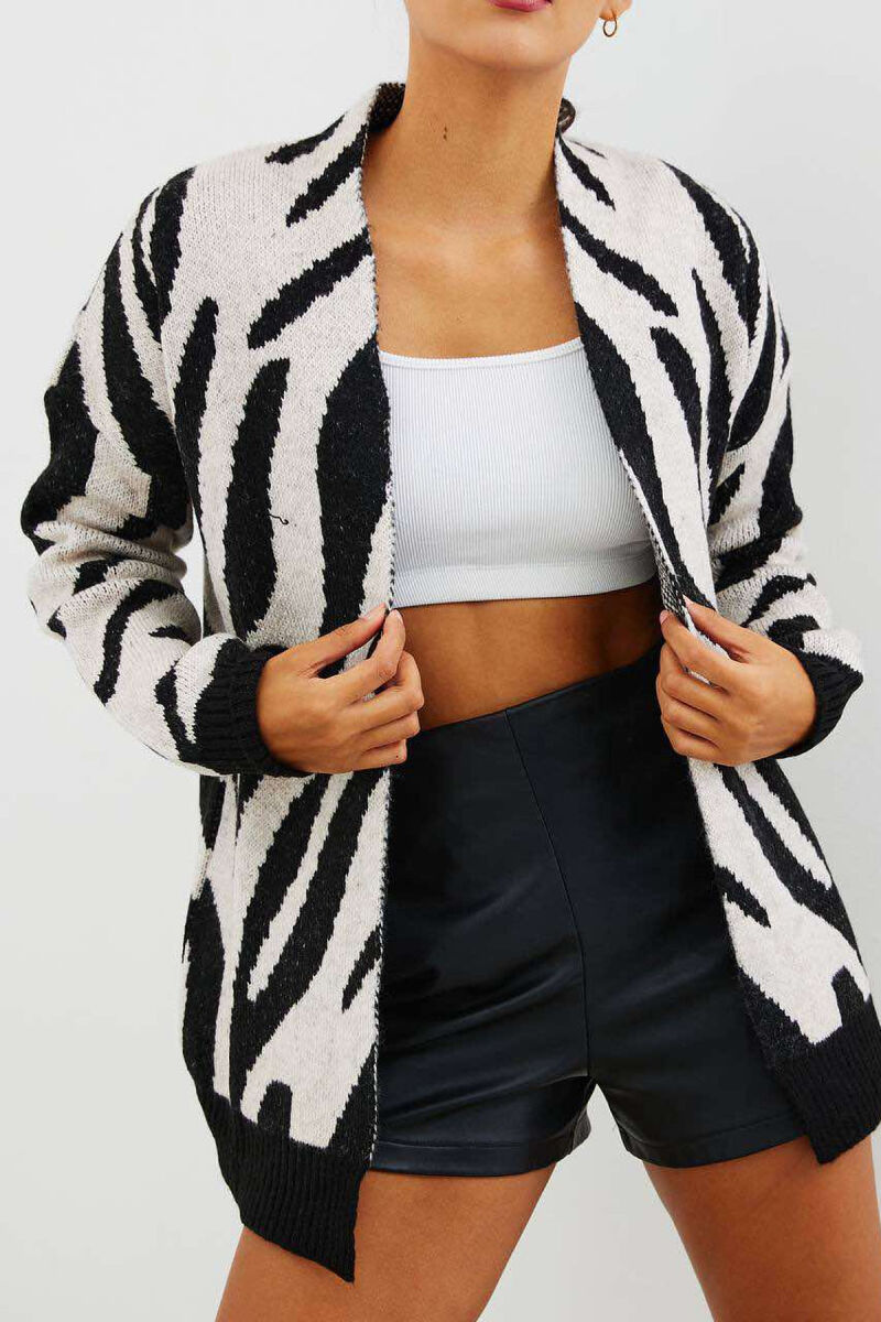 ZEBRA DESIGN WOMEN CARDIGAN BLACK-GREY/ZEGR - 2