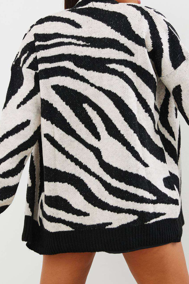 ZEBRA DESIGN WOMEN CARDIGAN BLACK-GREY/ZEGR - 4