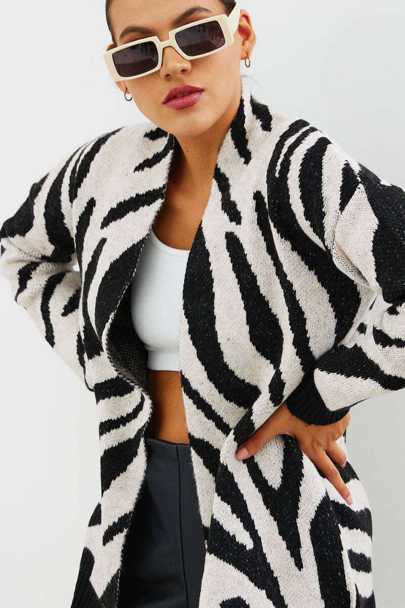 ZEBRA DESIGN WOMEN CARDIGAN BLACK-GREY/ZEGR - 5