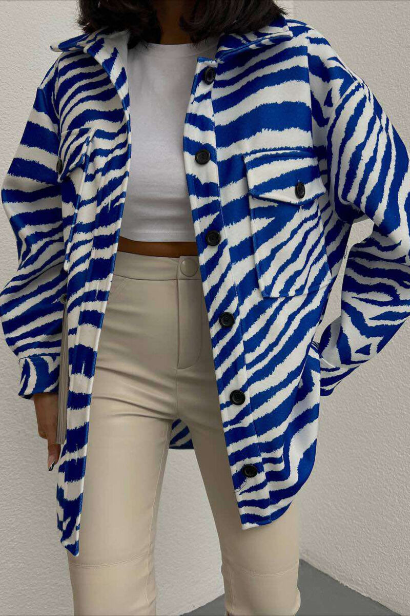 ZEBRA DESIGN WOMEN JACKET BLUE/BLU - 3