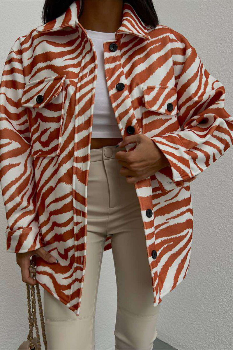 ZEBRA DESIGN WOMEN JACKET ORANGE/PORTOKALLI - 2