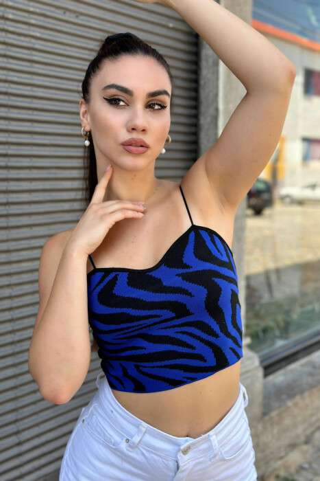 ZEBRA PATTERN WOMEN TANK TOP BLUE/BLU - KLAUDIO FASHION