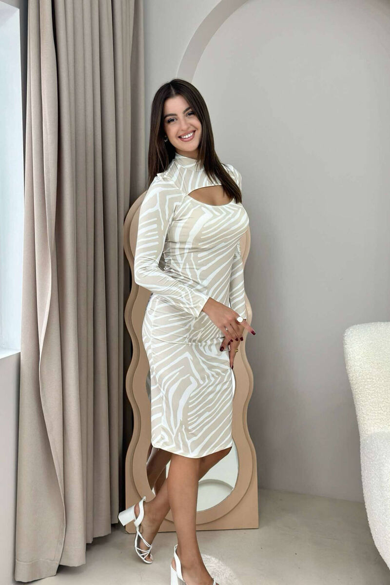ZEBRA PRINT WOMEN DRESS WHITE-BEIGE/BABZH - 2