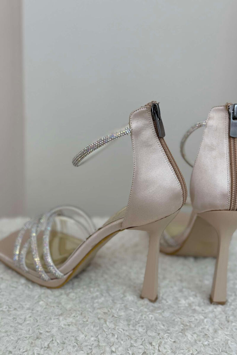 ZIG ZAG STRAPS HIGH HEEL WOMEN SANDALS CREAM/KREM - 2