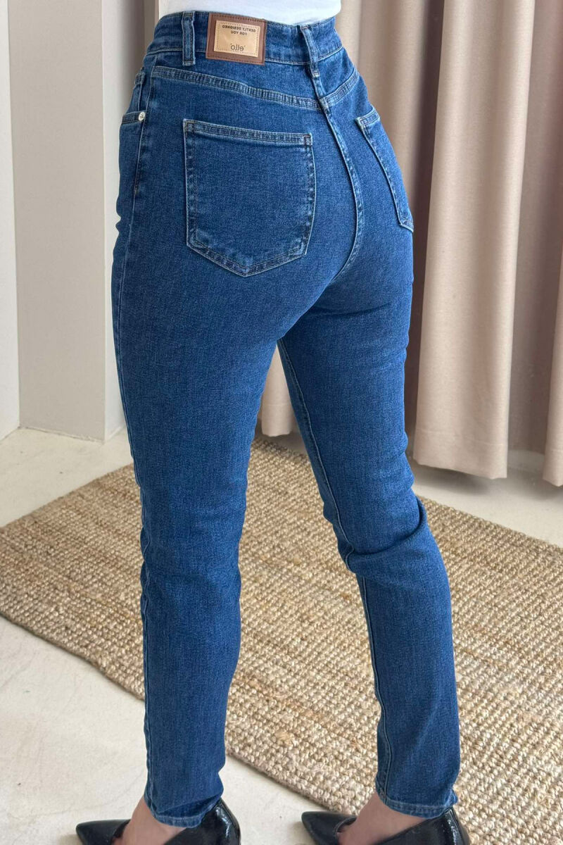ZIPPER AND BUTTON DETAILS SKINNY WOMEN JEANS BLUE/BLU - 6