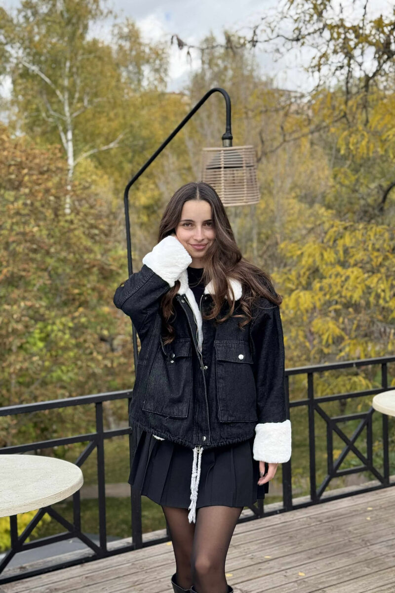 ZIPPER BUTTONS WOMAN DENIM JACKET BLACK/ E ZEZE - 3