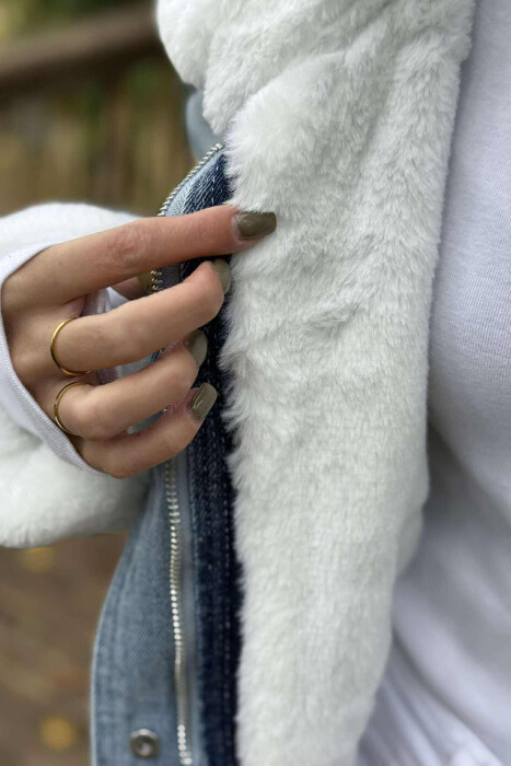 ZIPPER BUTTONS WOMAN DENIM JACKET LIGHTBLUE/BZ - 2