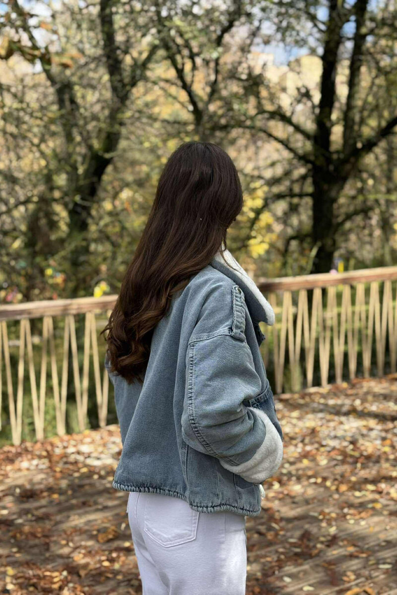 ZIPPER BUTTONS WOMAN DENIM JACKET LIGHTBLUE/BZ - 3