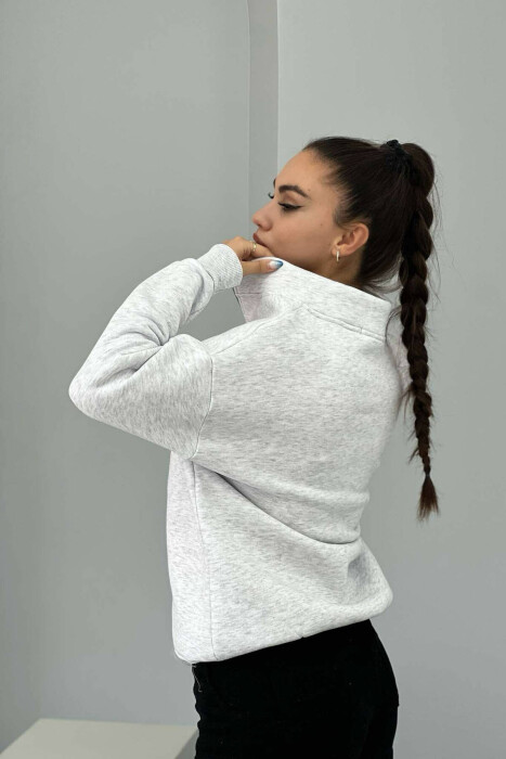 ZIPPER COTTON FLUFFY WOMAN SWEATSHIRT LIGHT GREY/GZ - 2