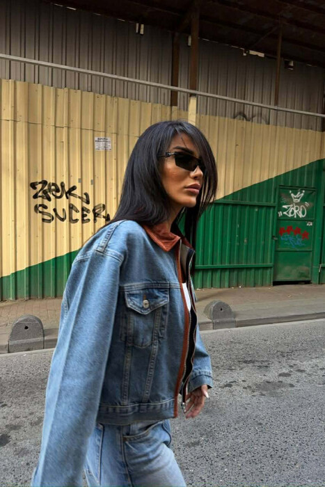 ZIPPER DENIM WOMAN JACKET BLUE/BLU - 3