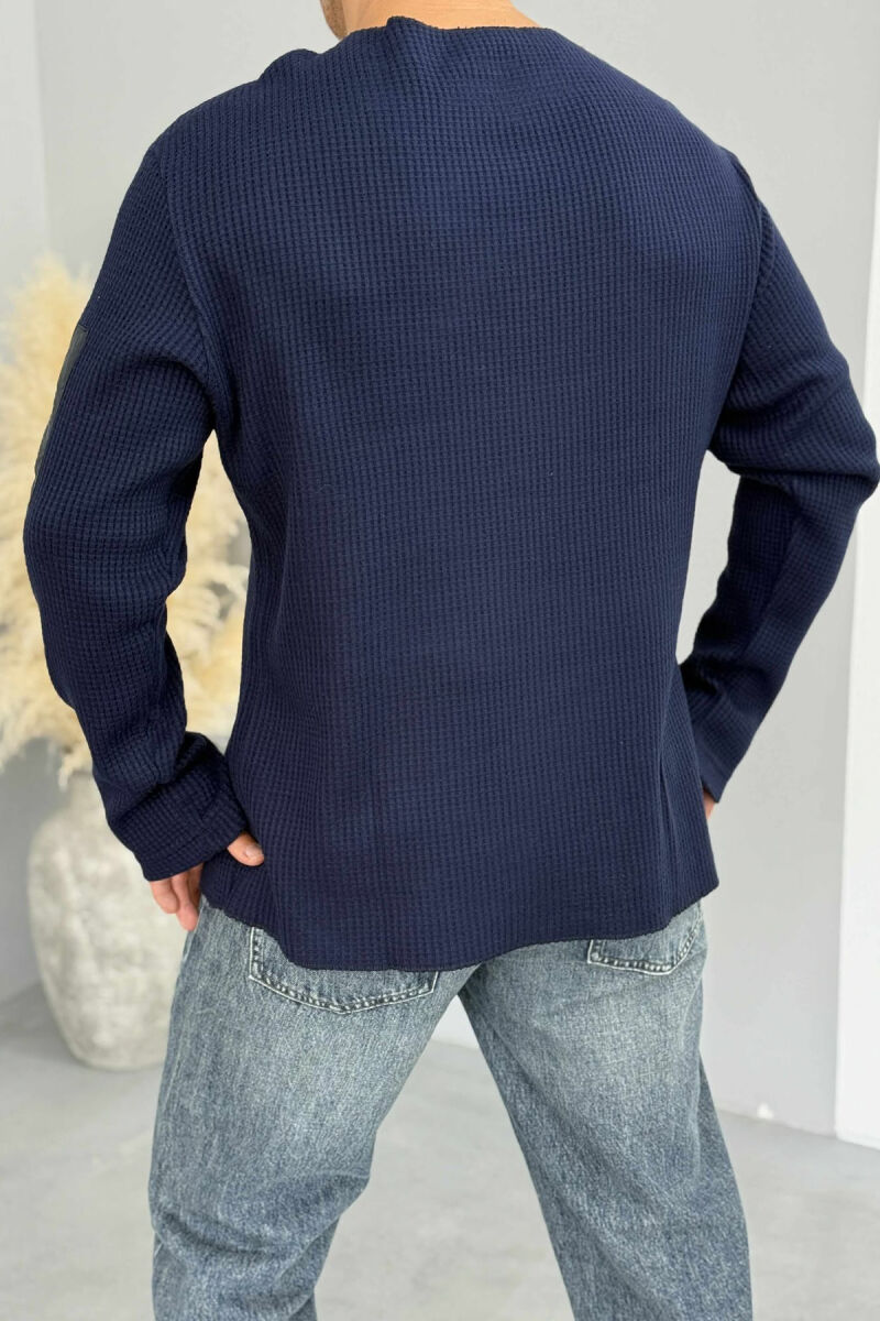 ZIPPER DETAIL ONE COLOR MEN SWEATSHIRT BLUE/BLU - 3