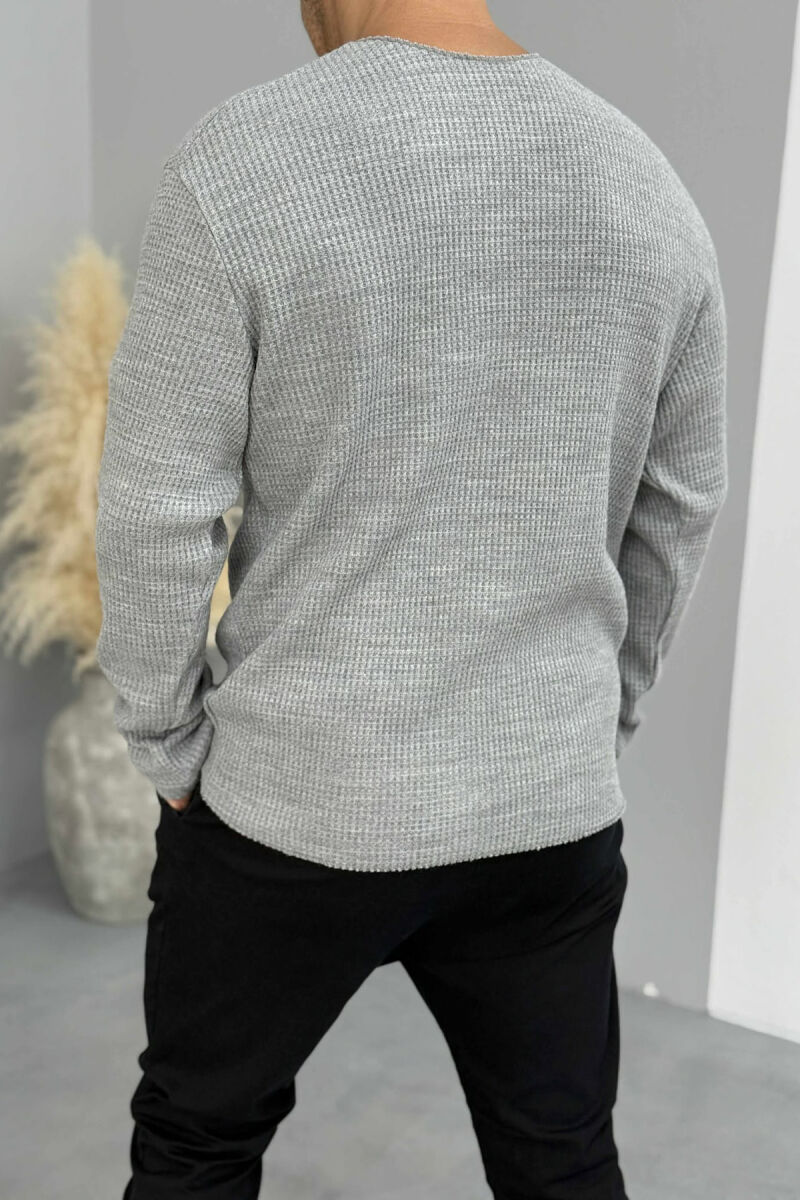 ZIPPER DETAIL ONE COLOR MEN SWEATSHIRT GREY/GRI - 4
