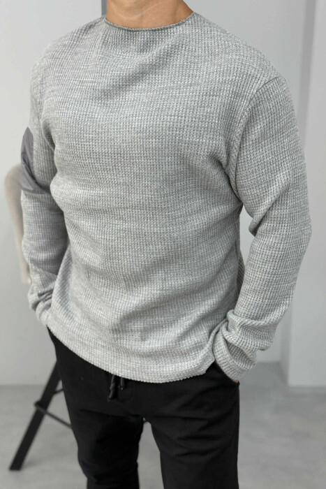 ZIPPER DETAIL ONE COLOR MEN SWEATSHIRT GREY/GRI - 3