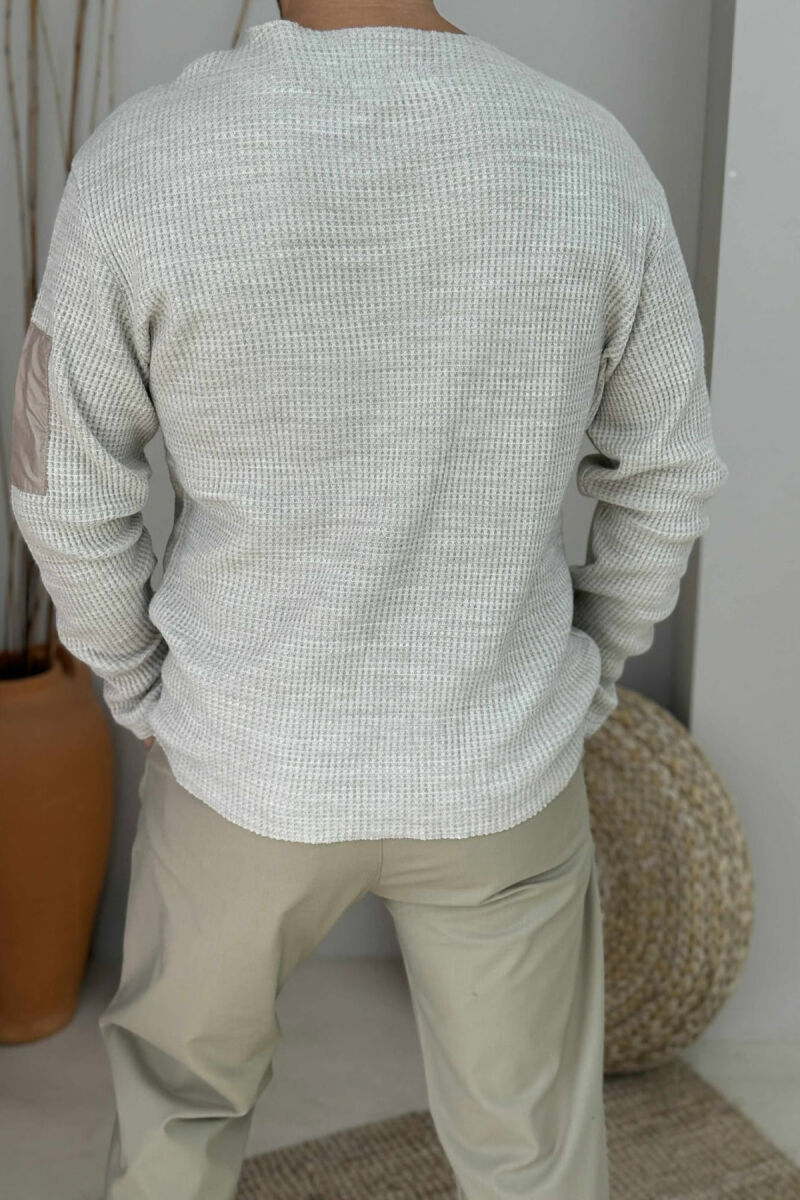 ZIPPER DETAIL ONE COLOR MEN SWEATSHIRT LIGHT BEIGE/BZHZB - 3