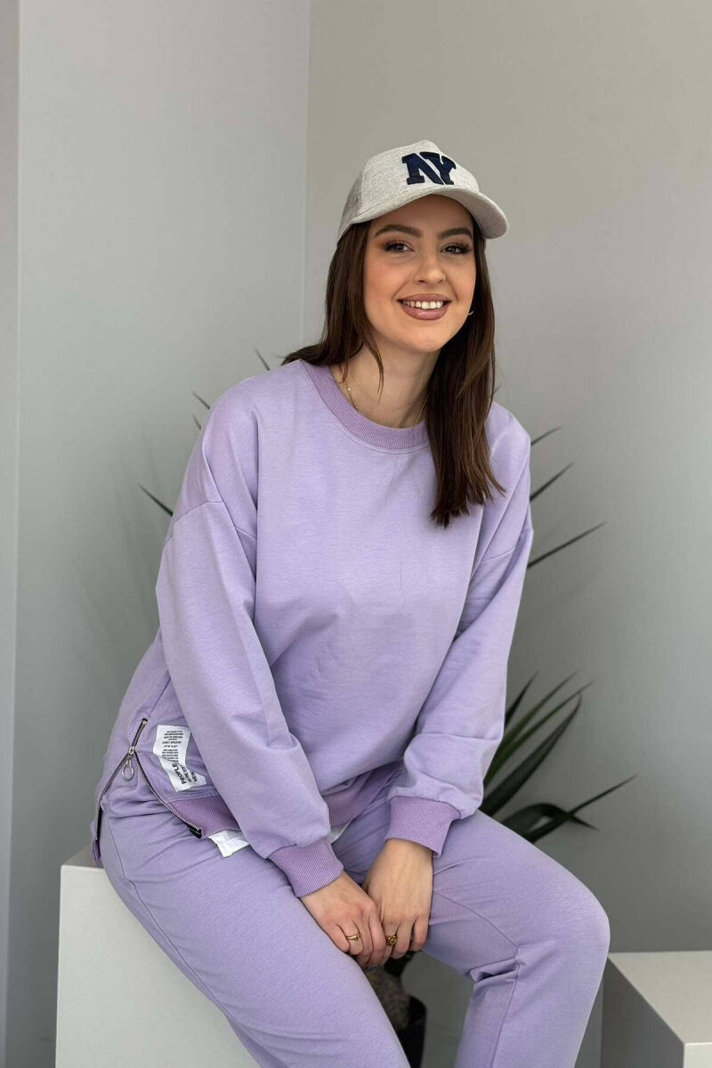 ZIPPER DETAIL SWEATSHIRT+JOGGERS WOMEN SET LIGHT PURPLE/LEZB - 5