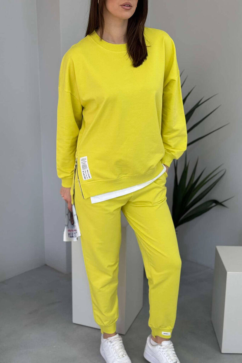 ZIPPER DETAIL SWEATSHIRT+JOGGERS WOMEN SET NEON/NEON - 1