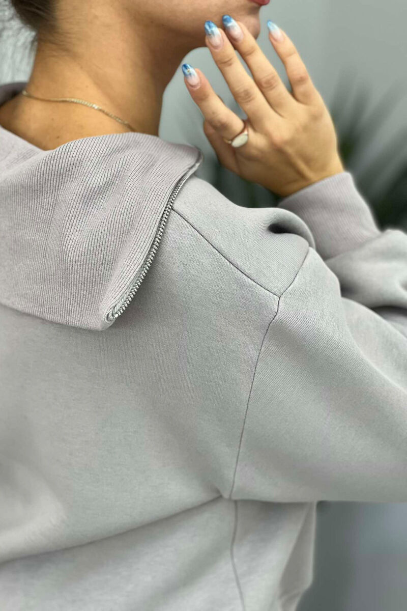 ZIPPER HIGH NECK WOMEN SWEATSHIRT GREY/GRI - 2