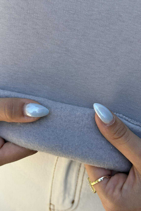 ZIPPER HIGH NECK WOMEN SWEATSHIRT GREY/GRI - 5