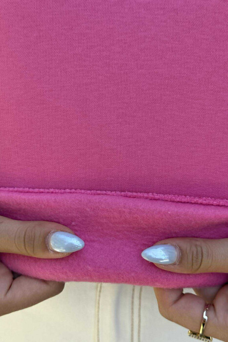 ZIPPER HIGH NECK WOMEN SWEATSHIRT PINK/ROZE - 5