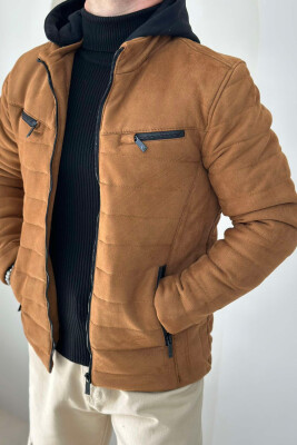 ZIPPERED MEN PUFFER JACKET BRICK/TULLE 