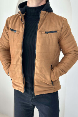 ZIPPERED MEN PUFFER JACKET BROWN/KAFE 