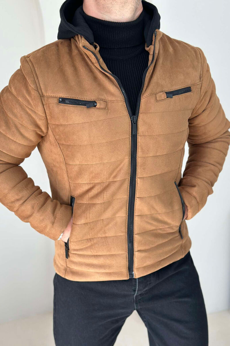 ZIPPERED MEN PUFFER JACKET BROWN/KAFE - 3