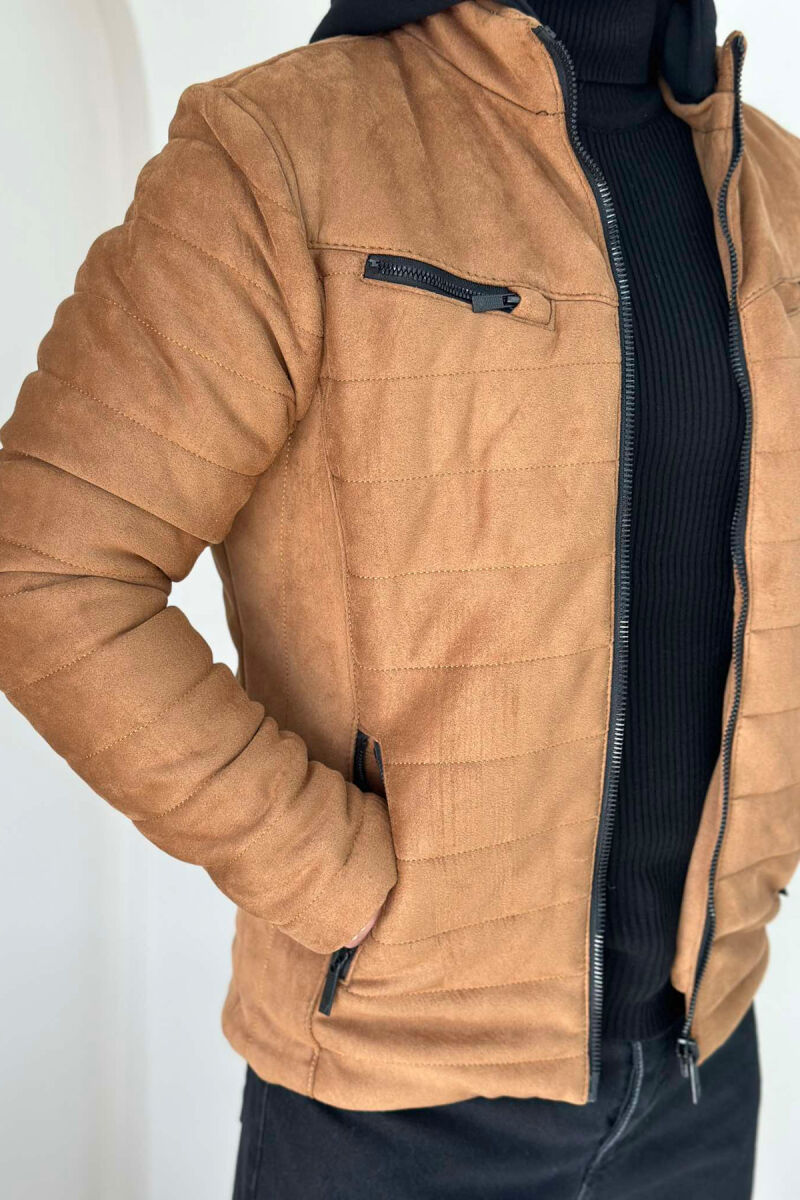 ZIPPERED MEN PUFFER JACKET BROWN/KAFE - 4