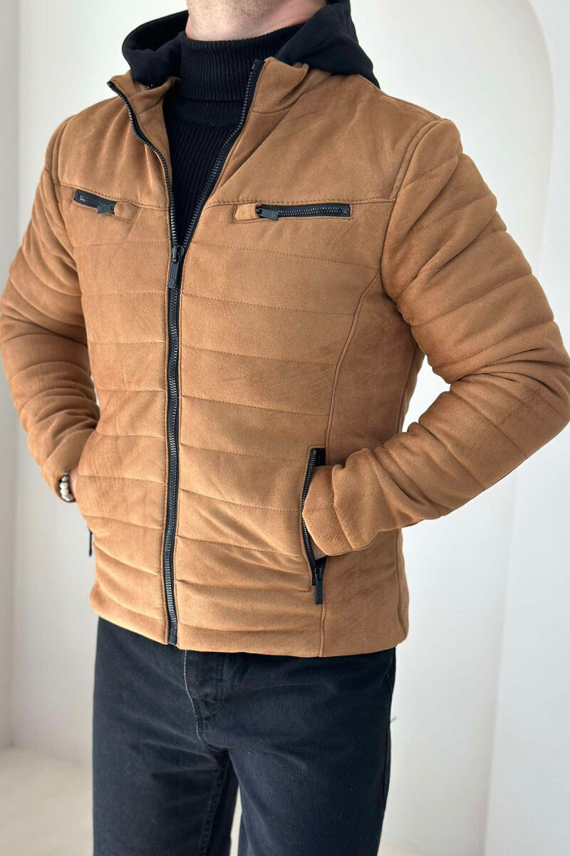 ZIPPERED MEN PUFFER JACKET BROWN/KAFE - 5