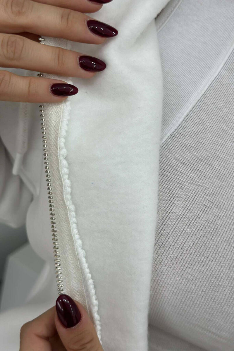 ZIPPER HOOD WOMEN JACKET IN WHITE COLOR - 3