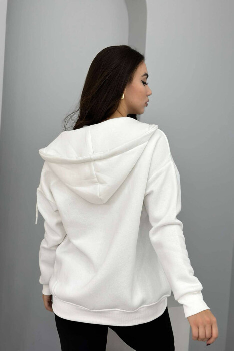 ZIPPER HOOD WOMEN JACKET IN WHITE COLOR - 5