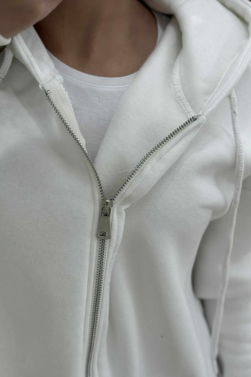 ONE COLOR ZIPPER HOOD WOMEN JACKET WHITE-E BARDHE - 2