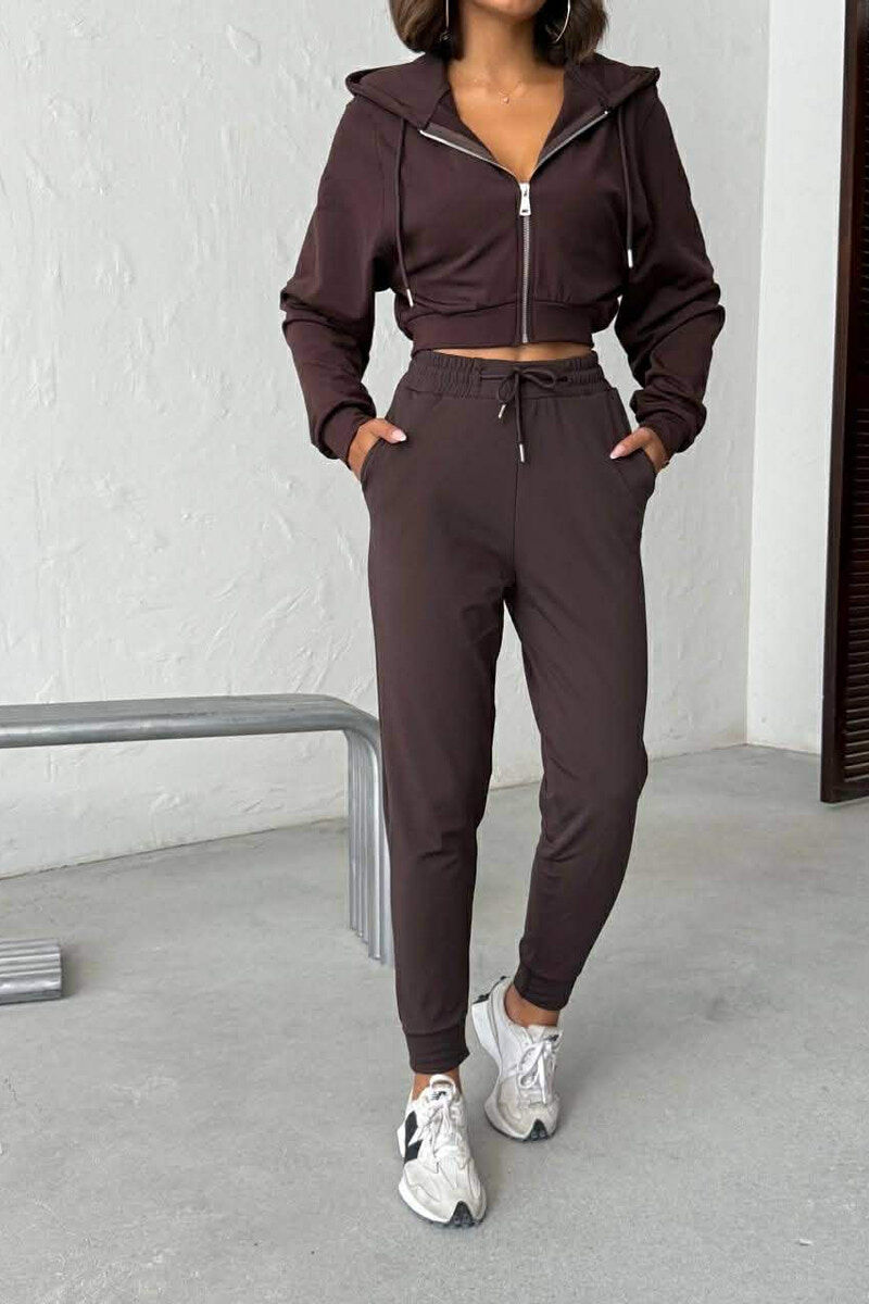 ZIPPER JACKET + SWEATPANTS WOMAN SET BROWN/KAFE - 4