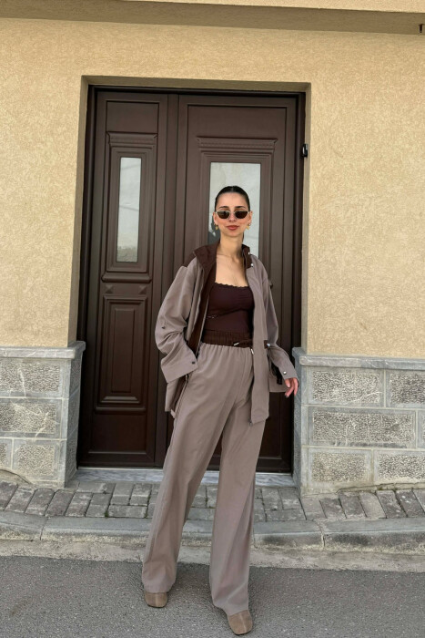 SET XHAKETE ME ZINXHIR + PANTALLONA PER FEMRA NE NGJYRE KAFE TE ZBARDHUR - 