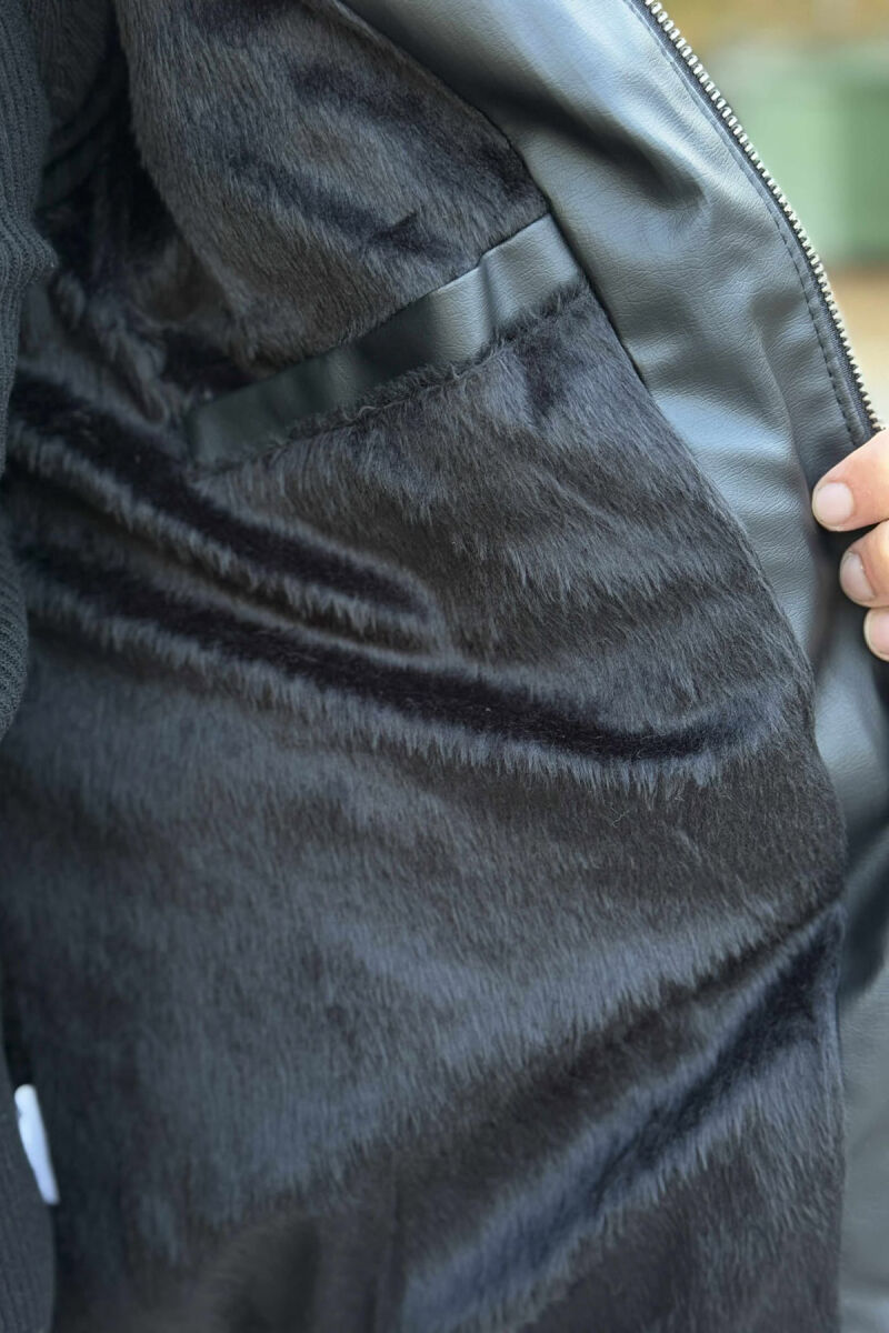 ZIPPER LEATHER BIKER MEN JACKET BLACK/ E ZEZE - 3