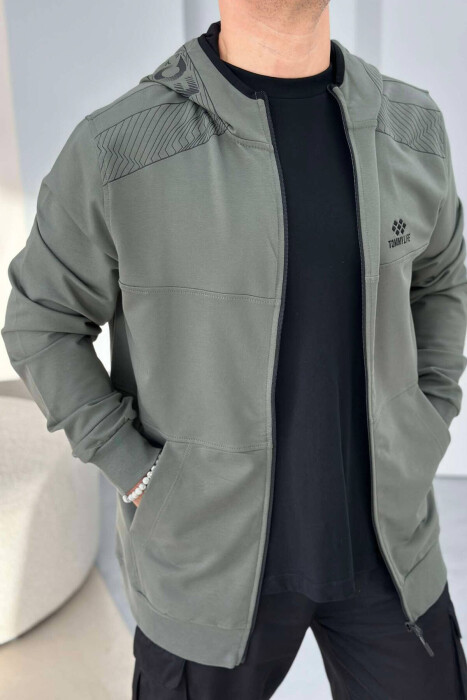 ZIPPER LIGHT ONE COLOR MEN JACKET OLIVE/ULLI - 2