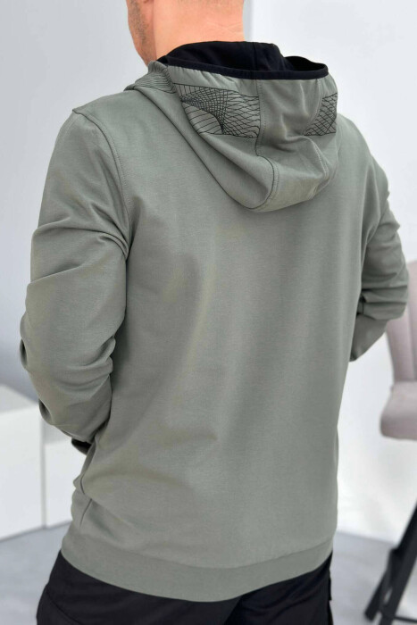 ZIPPER LIGHT ONE COLOR MEN JACKET OLIVE/ULLI - 3