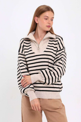 ZIPPER LINES WOMAN SWEATER BEIGE/BEZHE 