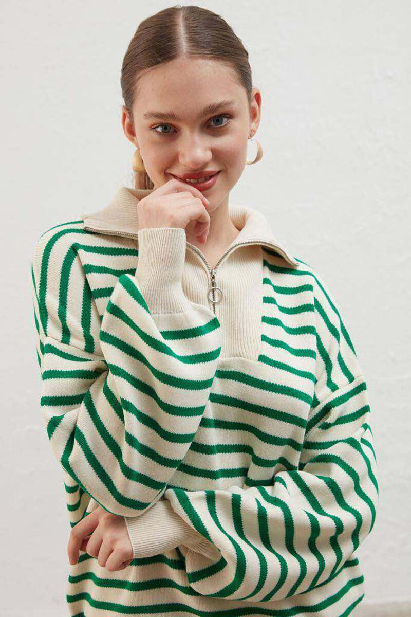 ZIPPER LINES WOMAN SWEATER GREEN/JESHILE - 3